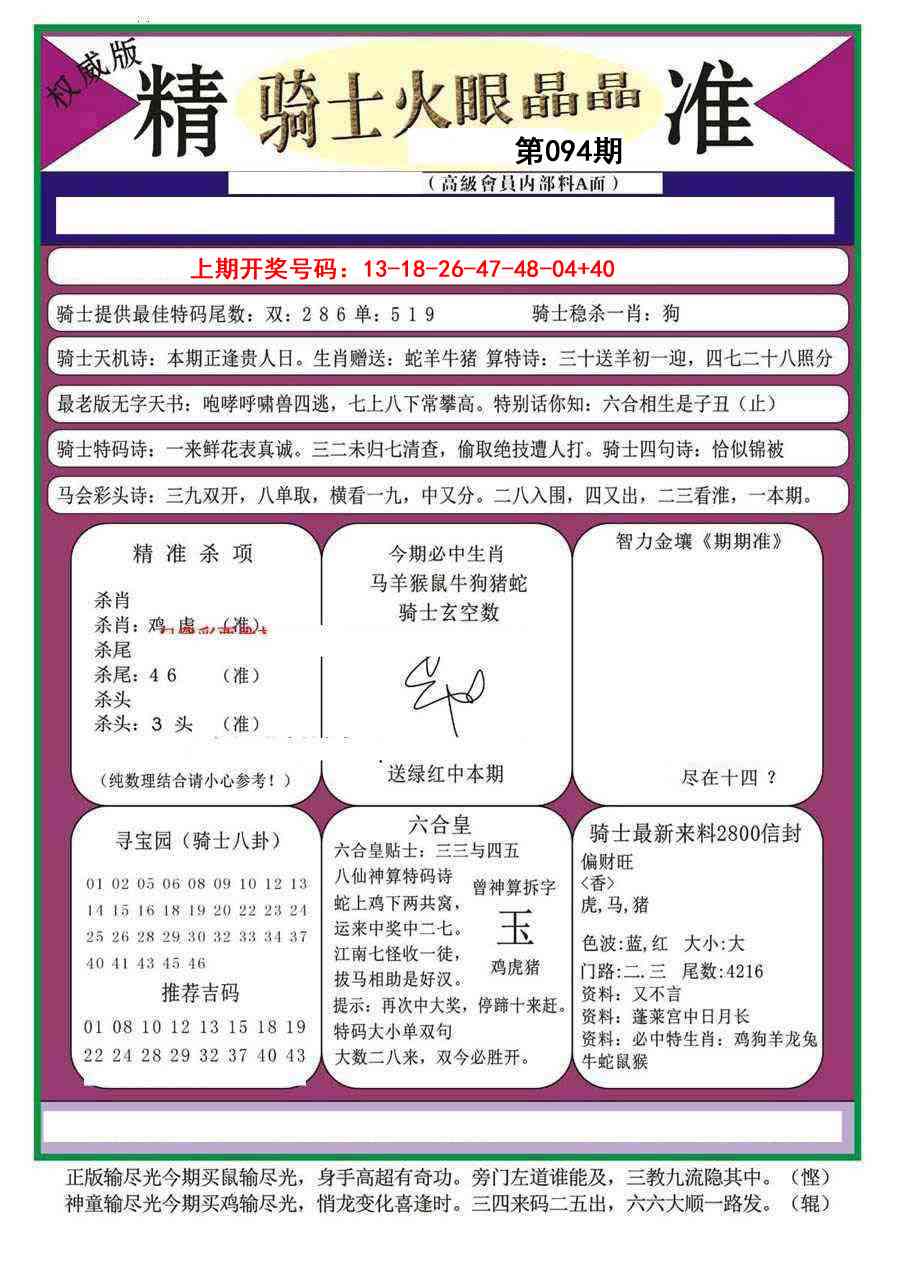 094期骑士火眼晶晶（正）[图]